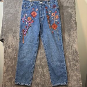 ASOS Denim Blue Jeans with Floral Embroidery